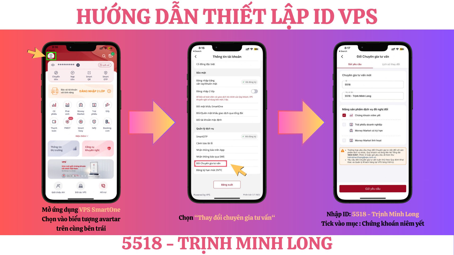 Hướng dẫn thiết lập tài khoản với ID 5518